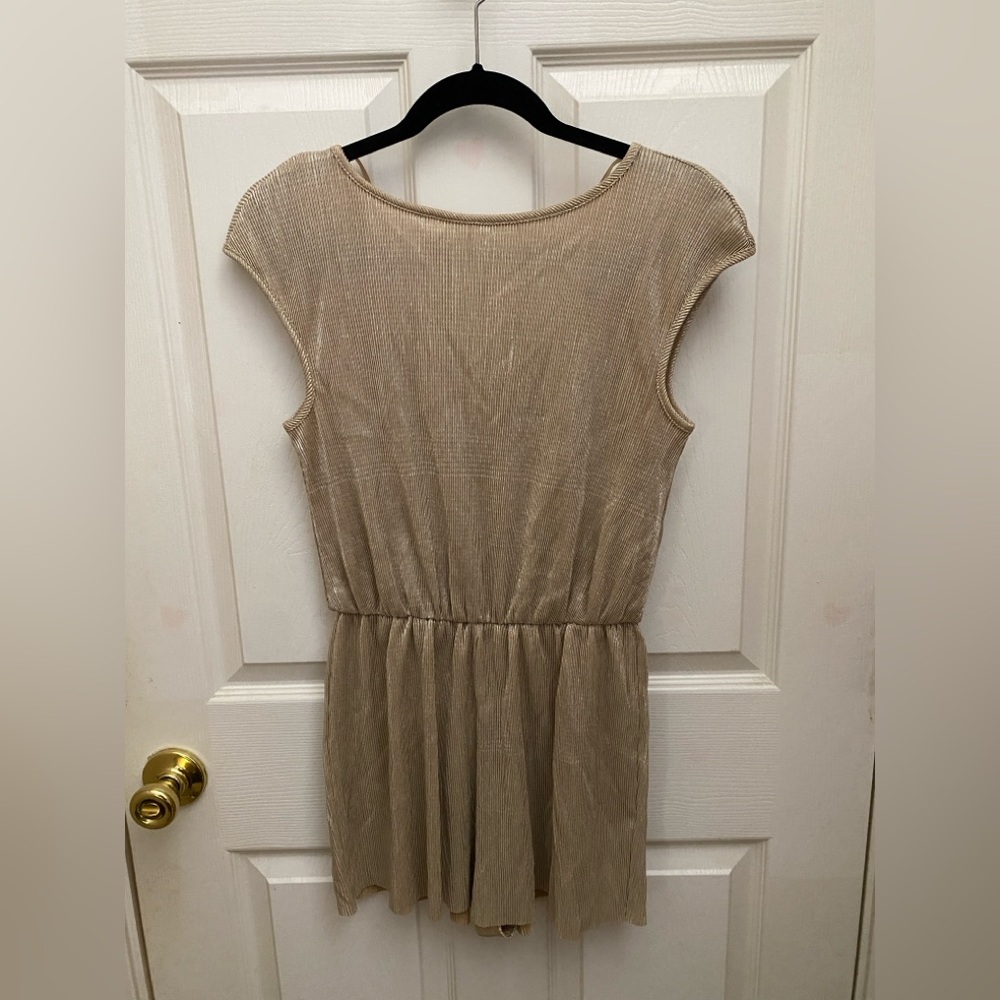 Elegant Tan Cap Sleeve romper